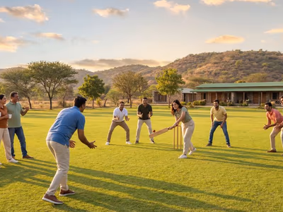 Team building activities on lawn at The Glen Woods Resort